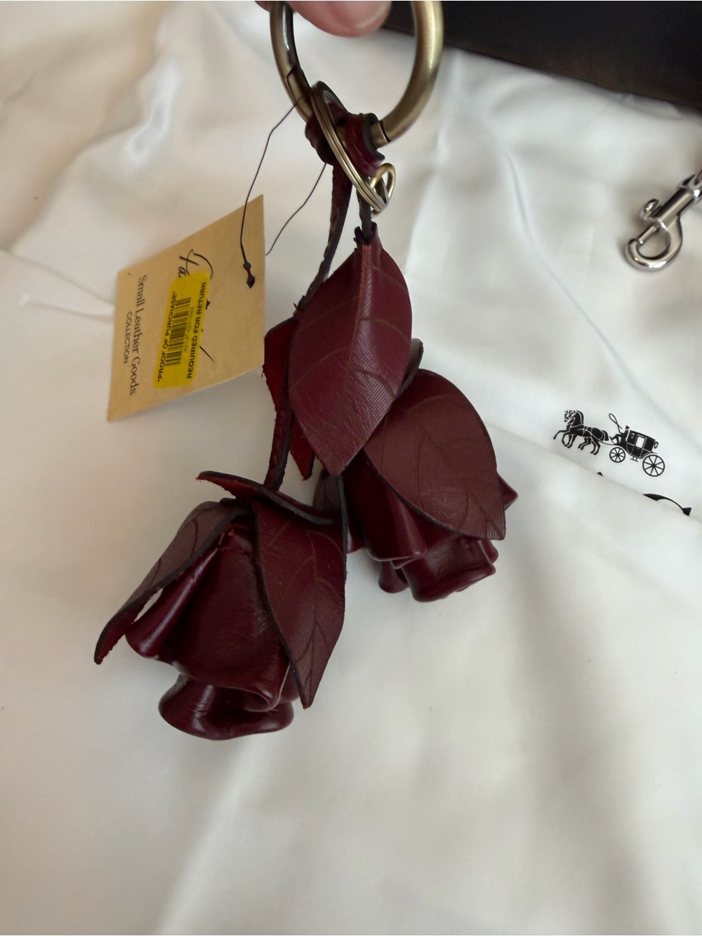 Patricia Nash Oxblood Leather Rose Purse Charm Key Fob NWT - Picture 3 of 8